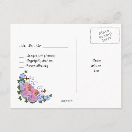 RSVP-Briefkaart Qiuneanera Uitnodiging Briefkaart (Achterkant)