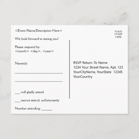 RSVP-Briefkaart reinigen Briefkaart (Achterkant)