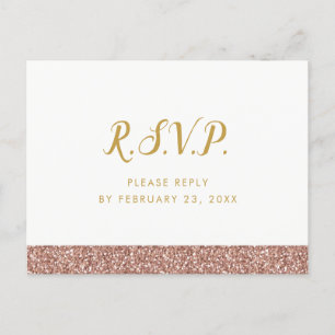 RSVP Briefkaart Roos Goud Roze Eenvoudige Glitter