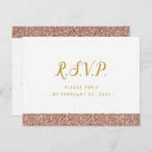 RSVP Briefkaart Roos Goud Roze Eenvoudige Glitter  (Voorkant / Achterkant)