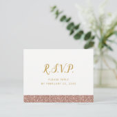 RSVP Briefkaart Roos Goud Roze Eenvoudige Glitter  (Staand voorkant)