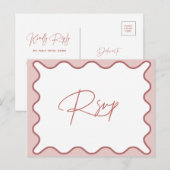 RSVP-Briefkaart Roze en witte Wavy Border Briefkaart (Voorkant / Achterkant)