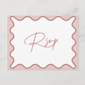 RSVP-Briefkaart Roze en witte Wavy Border Briefkaart (Voorkant)