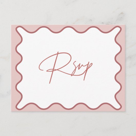 RSVP-Briefkaart Roze en witte Wavy Border Briefkaart (Voorkant)