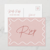 RSVP-Briefkaart Roze en witte Wavy Border Briefkaart (Voorkant / Achterkant)