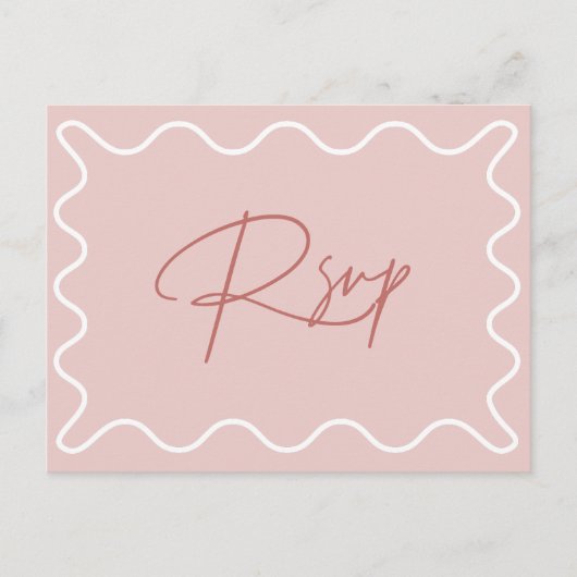 RSVP-Briefkaart Roze en witte Wavy Border Briefkaart (Voorkant)