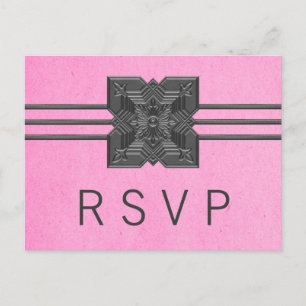 RSVP-Briefkaart Roze Medallion Border Uitnodiging Briefkaart
