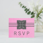 RSVP-Briefkaart Roze Medallion Border Uitnodiging Briefkaart (Staand voorkant)