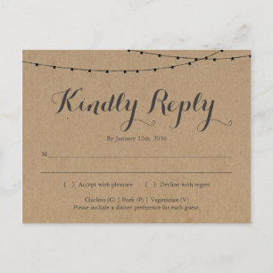RSVP-Briefkaart   Rustic Kraft Uitnodiging Briefkaart