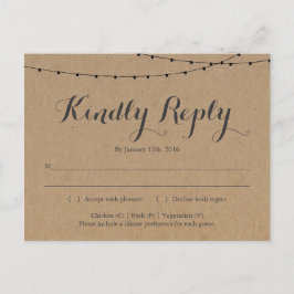 RSVP-Briefkaart | Rustic Kraft Uitnodiging Briefkaart