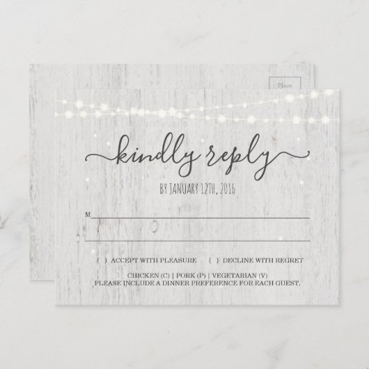 RSVP-Briefkaart | Rustic Winter Uitnodiging Briefkaart (Voorkant / Achterkant)