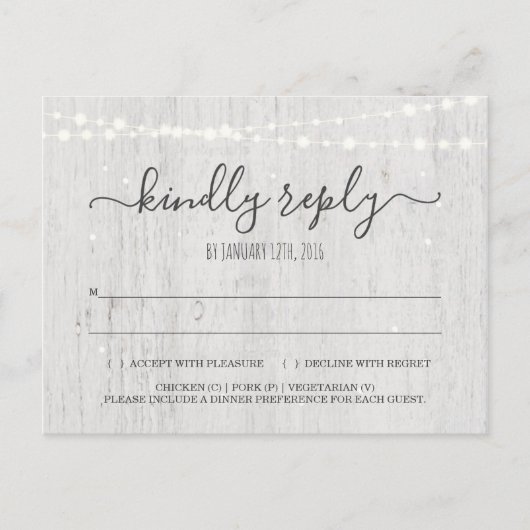 RSVP-Briefkaart | Rustic Winter Uitnodiging Briefkaart (Voorkant)