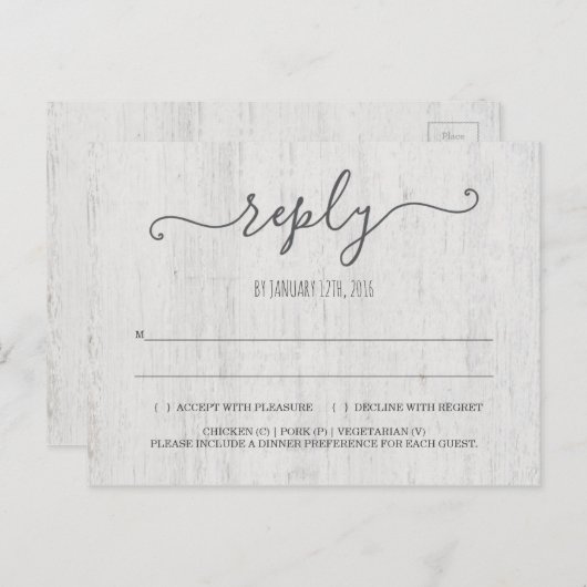 RSVP-Briefkaart | rustiek romantisch Uitnodiging Briefkaart (Voorkant / Achterkant)