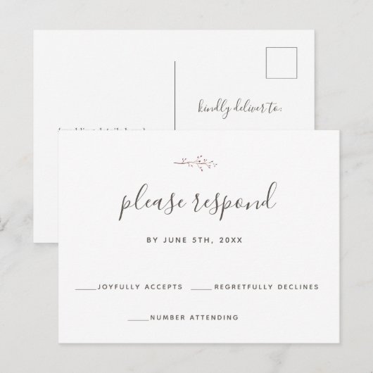 RSVP Briefkaart Simple Branch Wedding Response RSV (Voorkant / Achterkant)