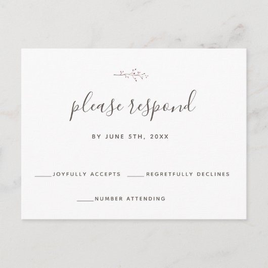 RSVP Briefkaart Simple Branch Wedding Response RSV (Voorkant)