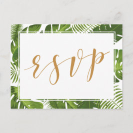RSVP Briefkaart tropengoud en groen bruiloft