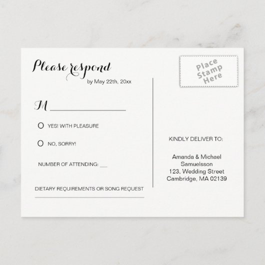 RSVP Briefkaart Tropical Elegant bruiloft (Achterkant)