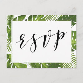 RSVP Briefkaart Tropical Elegant bruiloft