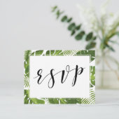 RSVP Briefkaart Tropical Elegant bruiloft (Staand voorkant)