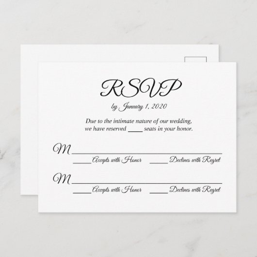 RSVP-Briefkaart Uitnodiging Briefkaart (Voorkant / Achterkant)