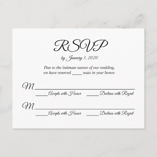 RSVP-Briefkaart Uitnodiging Briefkaart (Voorkant)