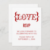 RSVP-Briefkaart van de liefde, rood Uitnodiging Briefkaart (Voorkant / Achterkant)