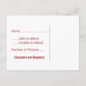 RSVP-Briefkaart van de liefde, rood Uitnodiging Briefkaart (Achterkant)