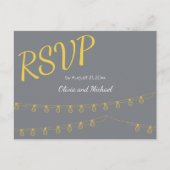 RSVP Briefkaart voor bruiloft in geel en grijs (Voorkant)