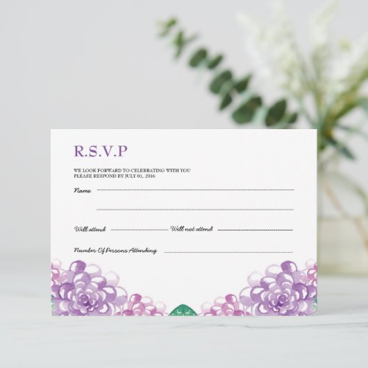 RSVP-Briefkaart voor bruiloft Kaart (Staand voorkant)