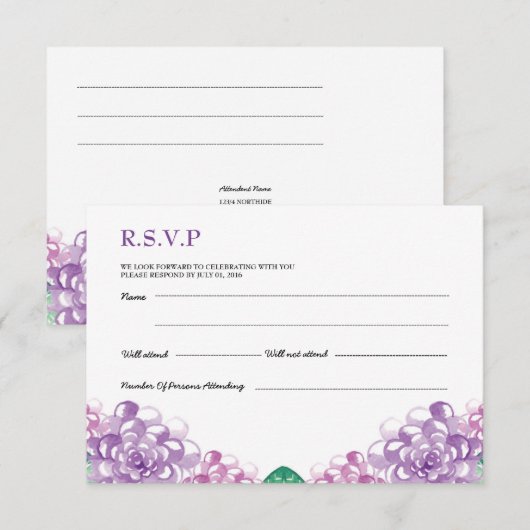 RSVP-Briefkaart voor bruiloft Kaart (Voorkant / Achterkant)