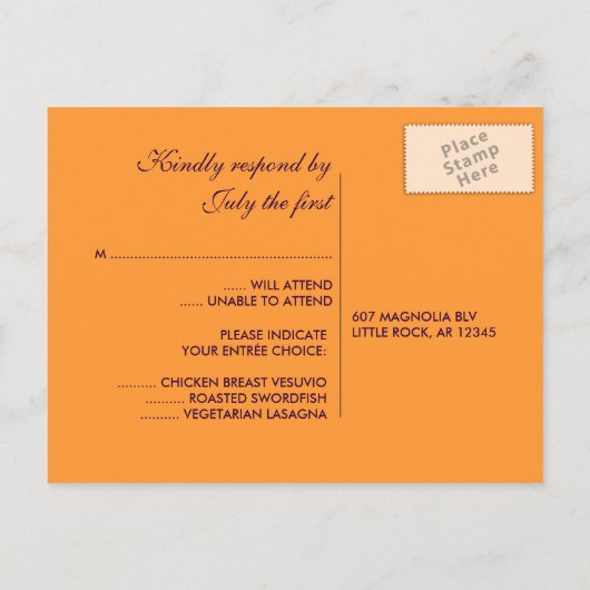 RSVP-Briefkaart voor bruiloft Uitnodiging Briefkaart (Achterkant)