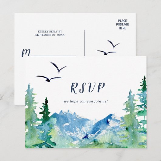 RSVP-Briefkaart voor het menu Rocky Mountain (Voorkant / Achterkant)