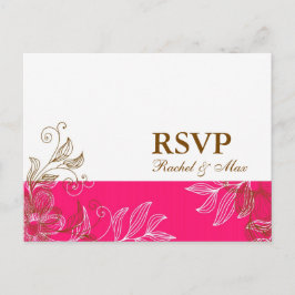 RSVP-Briefkaart, warm roze en bruin Uitnodiging Briefkaart