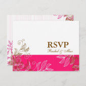 RSVP-Briefkaart, warm roze en bruin Uitnodiging Briefkaart (Voorkant / Achterkant)