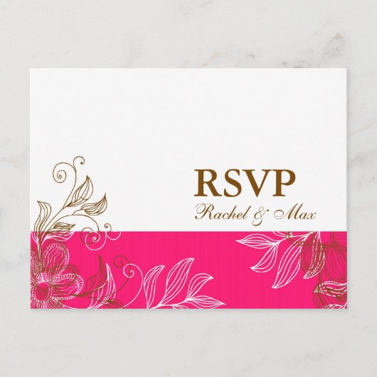 RSVP-Briefkaart, warm roze en bruin Uitnodiging Briefkaart (Voorkant)
