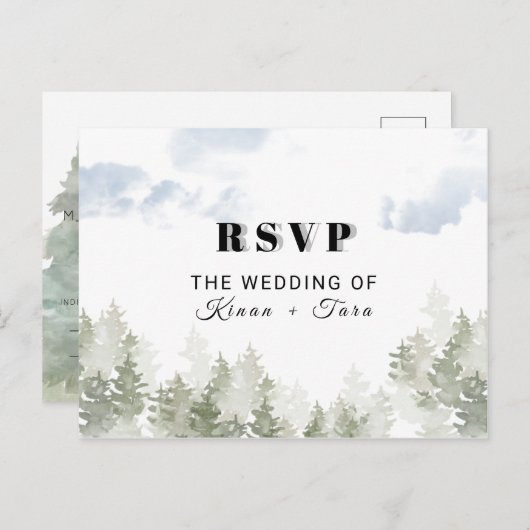 RSVP Briefkaart Wedding Waterverf (Voorkant / Achterkant)