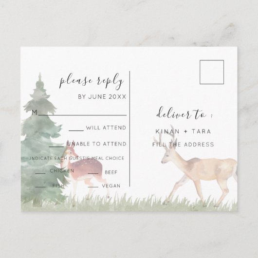 RSVP Briefkaart Wedding Waterverf (Achterkant)