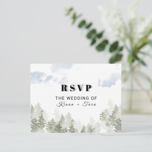 RSVP Briefkaart Wedding Waterverf (Staand voorkant)