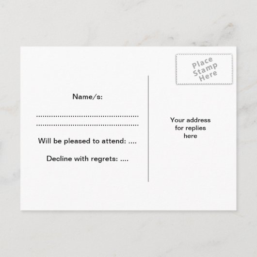 RSVP-Briefkaart. Zwart en geel. De bruiloft van La Uitnodiging Briefkaart (Achterkant)