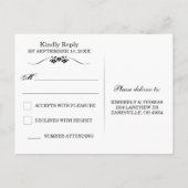 RSVP-Briefkaart - Zwart-wit Fancy bloemrol Uitnodiging Briefkaart (Achterkant)