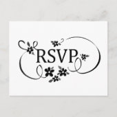 RSVP-Briefkaart - Zwart-wit Fancy bloemrol Uitnodiging Briefkaart (Voorkant)