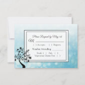 RSVP-Briefkaarten met blauwe en zwarte decoratieve RSVP Kaartje (Voorkant)