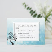 RSVP-Briefkaarten met blauwe en zwarte decoratieve RSVP Kaartje (Staand voorkant)