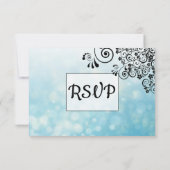 RSVP-Briefkaarten met blauwe en zwarte decoratieve RSVP Kaartje (Achterkant)