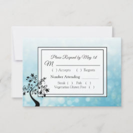 RSVP-Briefkaarten met blauwe en zwarte decoratieve RSVP Kaartje