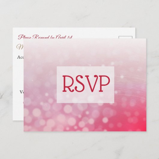 RSVP-Briefkaarten met rode belletjes met getande g Uitnodiging Briefkaart (Voorkant / Achterkant)