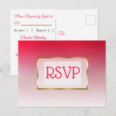RSVP-Briefkaarten met rode en goudkleurige gradiën Uitnodiging Briefkaart (Voorkant / Achterkant)