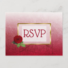 RSVP-Briefkaarten met rode en goudkleurige Rozen Uitnodiging Briefkaart