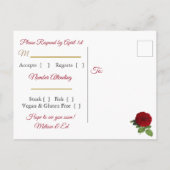 RSVP-Briefkaarten met rode en goudkleurige Rozen Uitnodiging Briefkaart (Achterkant)