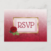 RSVP-Briefkaarten met rode en goudkleurige Rozen Uitnodiging Briefkaart (Voorkant)